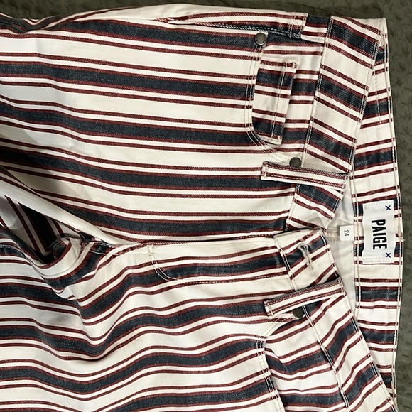 Paige Striped Denim Pants - Picture 3 of 5
